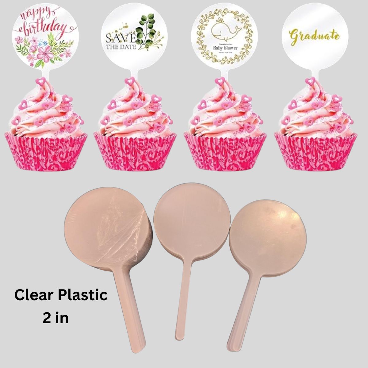 Blank Clear Plastic Cupcake Toppers