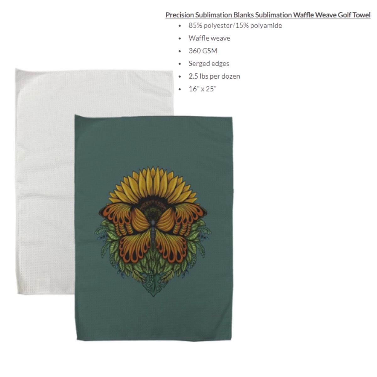 Blank Sublimation Waffle Weave Golf Towel