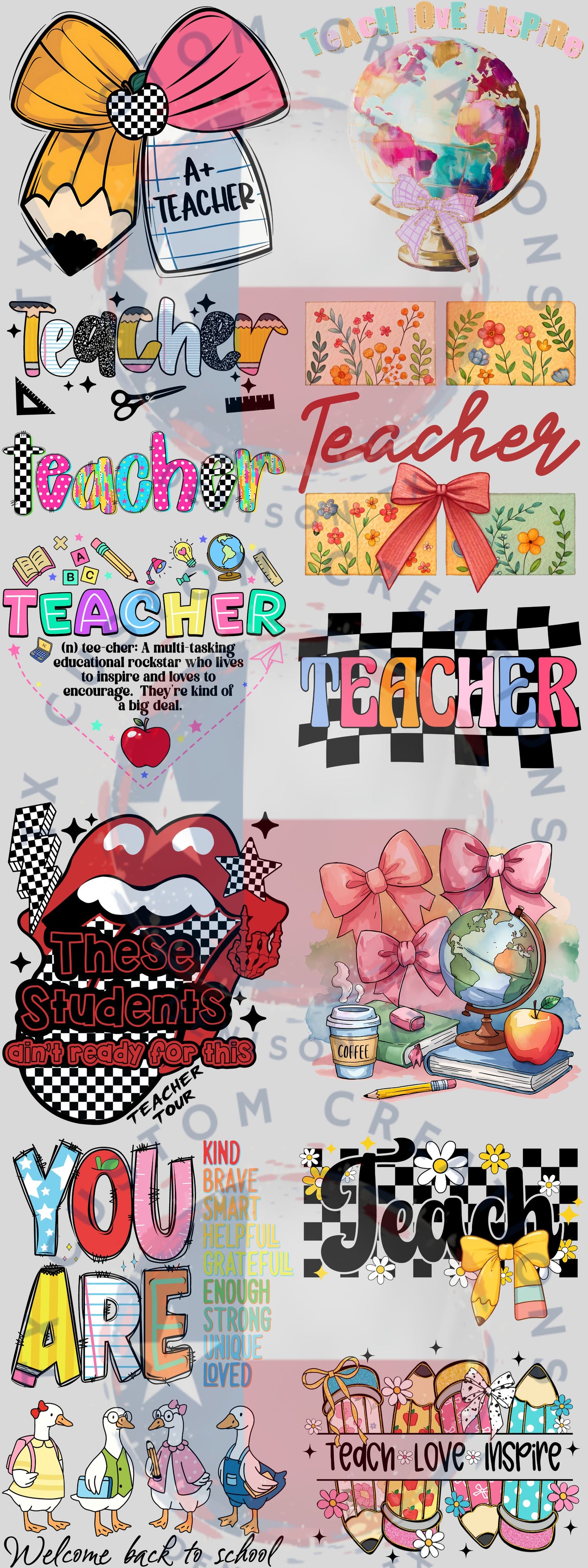 Teacher Pre Made Gang Sheet